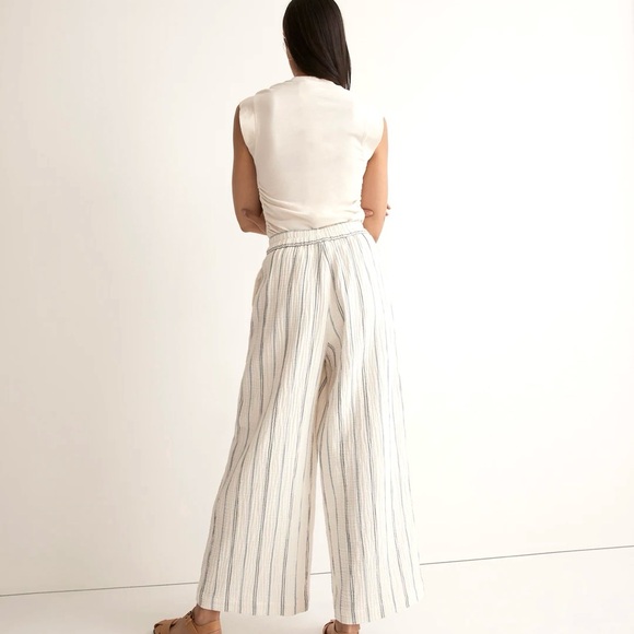 Madewell The Untailored Wide-Leg Crop Pant in Striped Lightspun - Picture 3 of 7